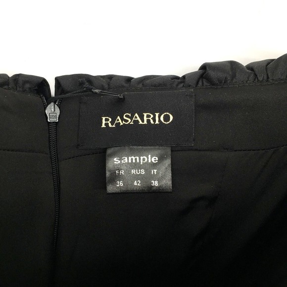 $2100 Rasario Women's Ruffled Off-the-Shoulder Black Column Dress Size 4 NWT - Picture 7 of 8